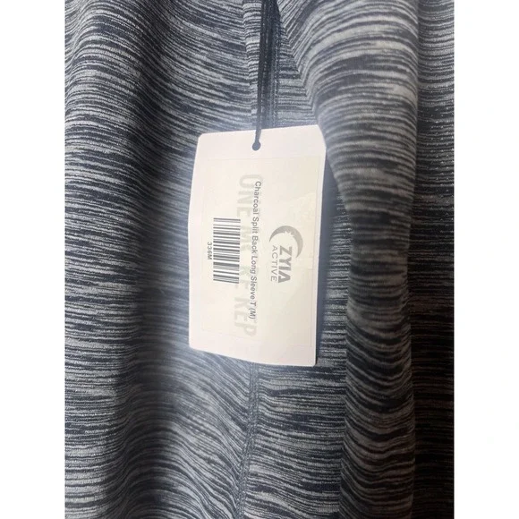 ZYIA Active Size M Tie-Back Split Back Long Sleeve Top Space Dye Gray - Picture 3 of 6